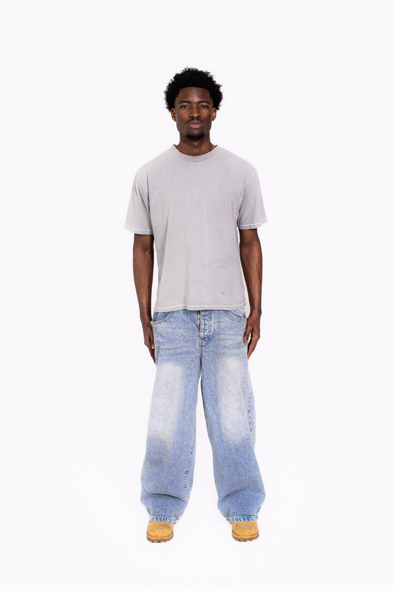 Model wearing White Tee